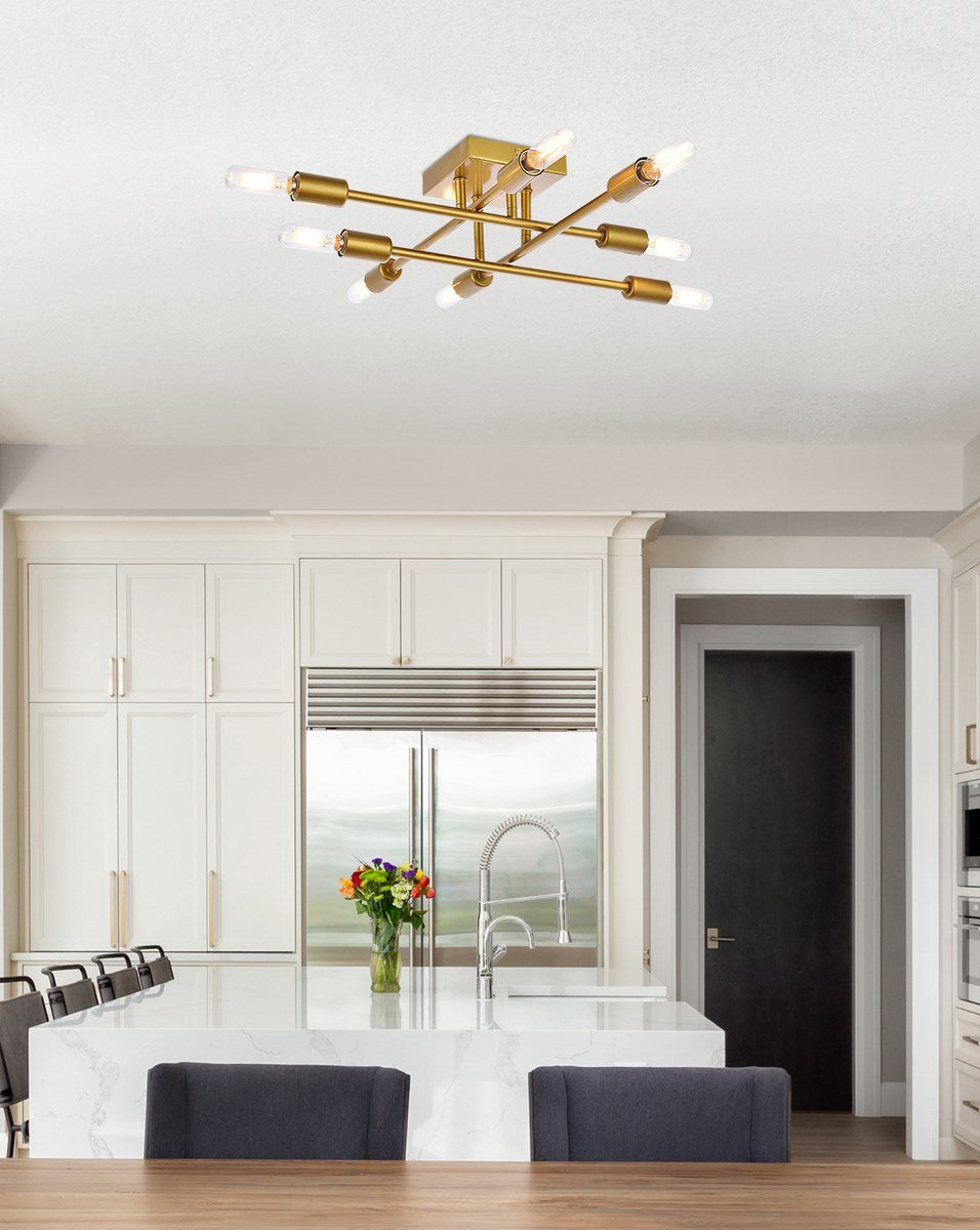 8 Lights Brass Flush Mount