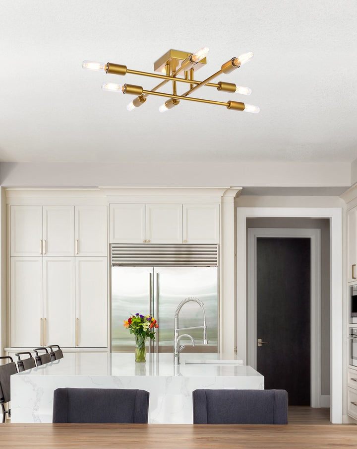 8 Lights Brass Flush Mount