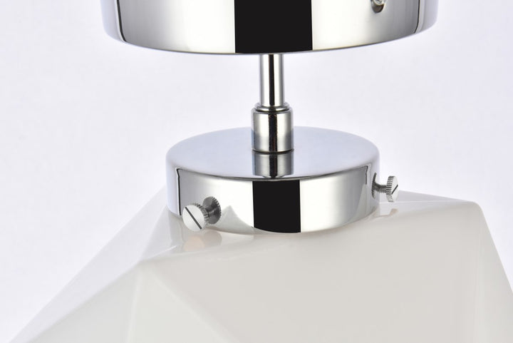 1 Light Chrome And White Glass Flush Mount
