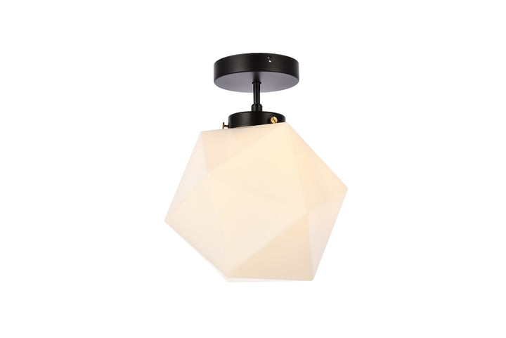 1 Light Black And White Glass Flush Mount by Living District