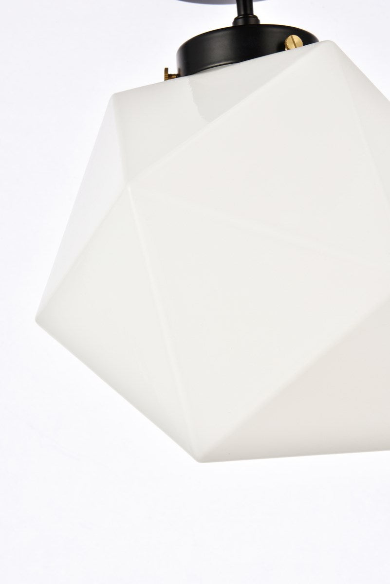 1 Light Black And White Glass Flush Mount