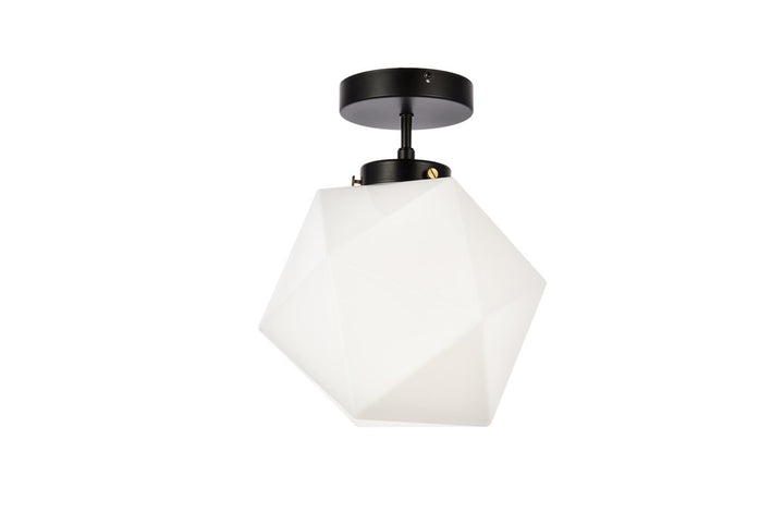 1 Light Black And White Glass Flush Mount