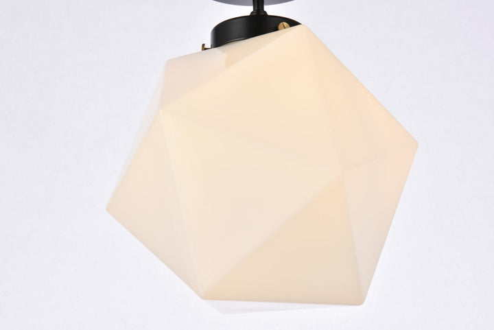 1 Light Black And White Glass Flush Mount