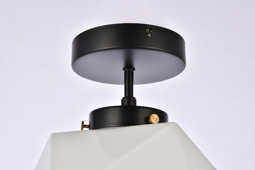 1 Light Black And White Glass Flush Mount