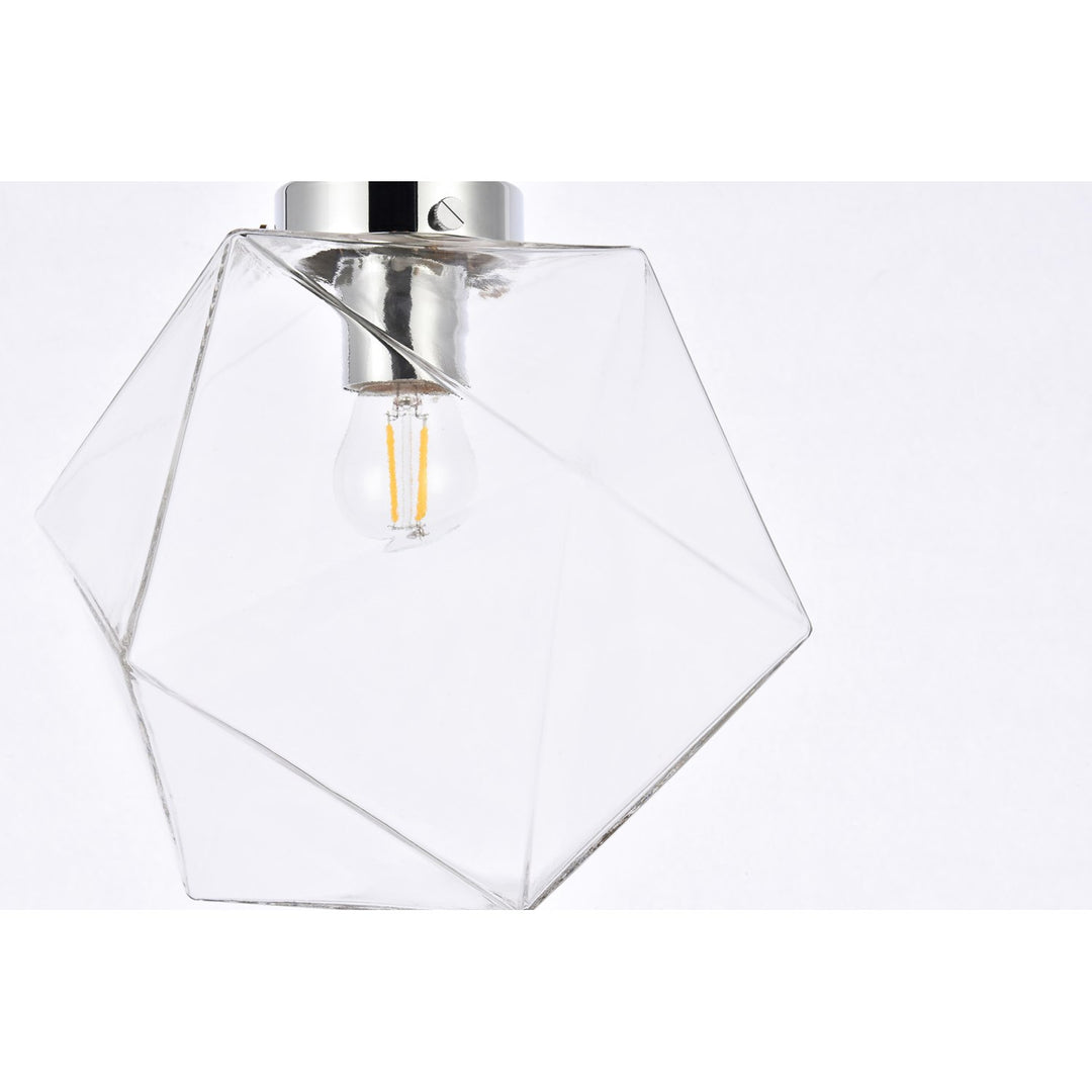 1 Light Chrome And Clear Glass Flush Mount