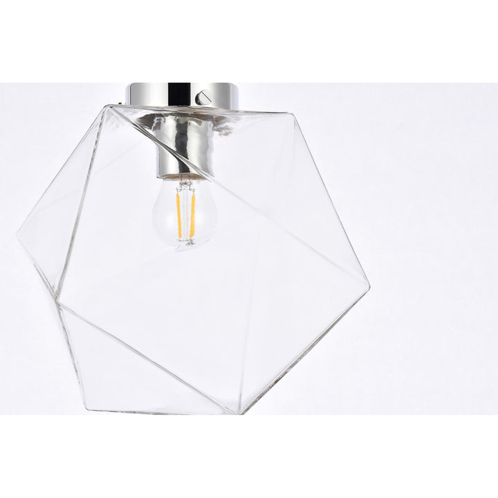 1 Light Chrome And Clear Glass Flush Mount