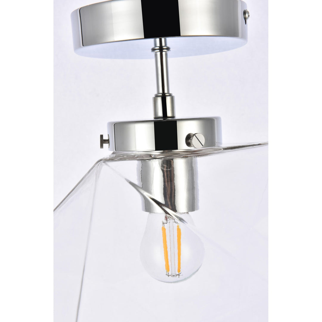 1 Light Chrome And Clear Glass Flush Mount