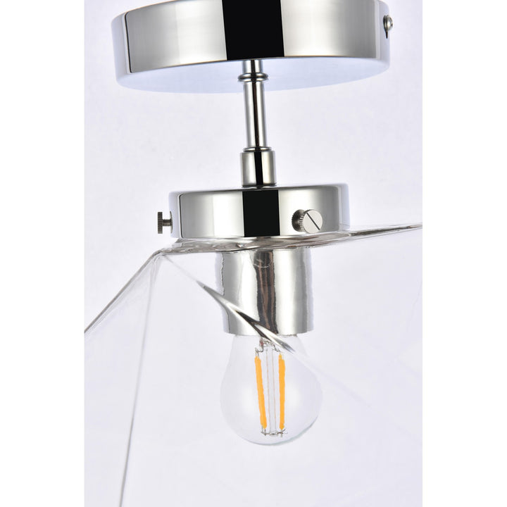 1 Light Chrome And Clear Glass Flush Mount