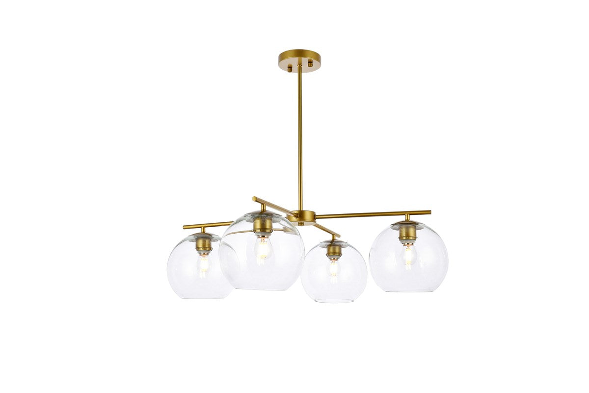4 Lights Brass Pendant by Living District
