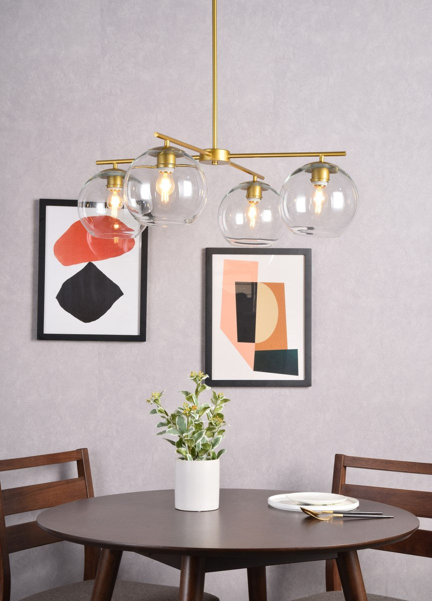 4 Lights Brass Pendant