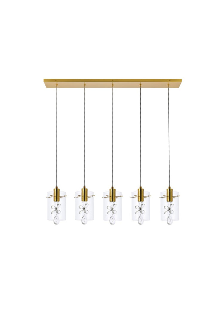 5 Lights Gold Pendant by Elegant Lighting