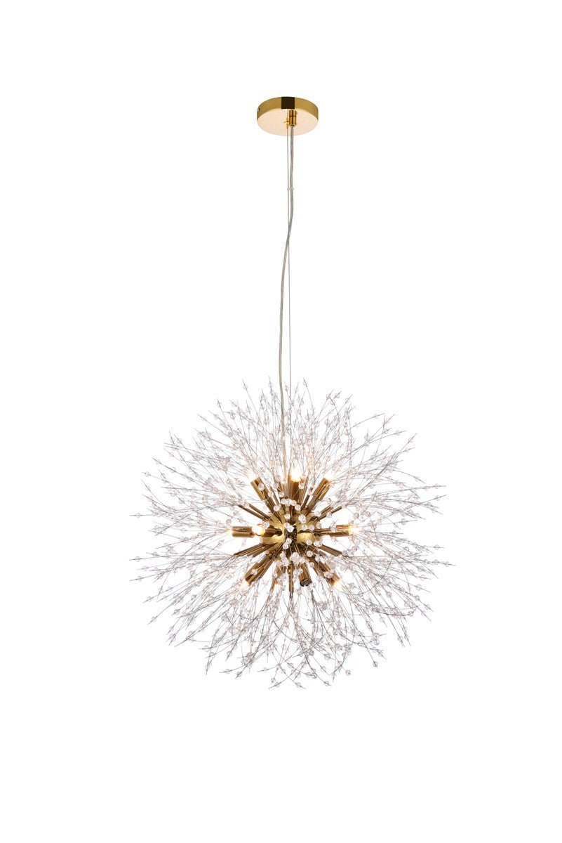 12 Lights Gold Pendant by Elegant Lighting