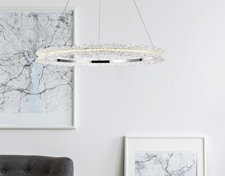 Led 34 Inch Chrome Pendant