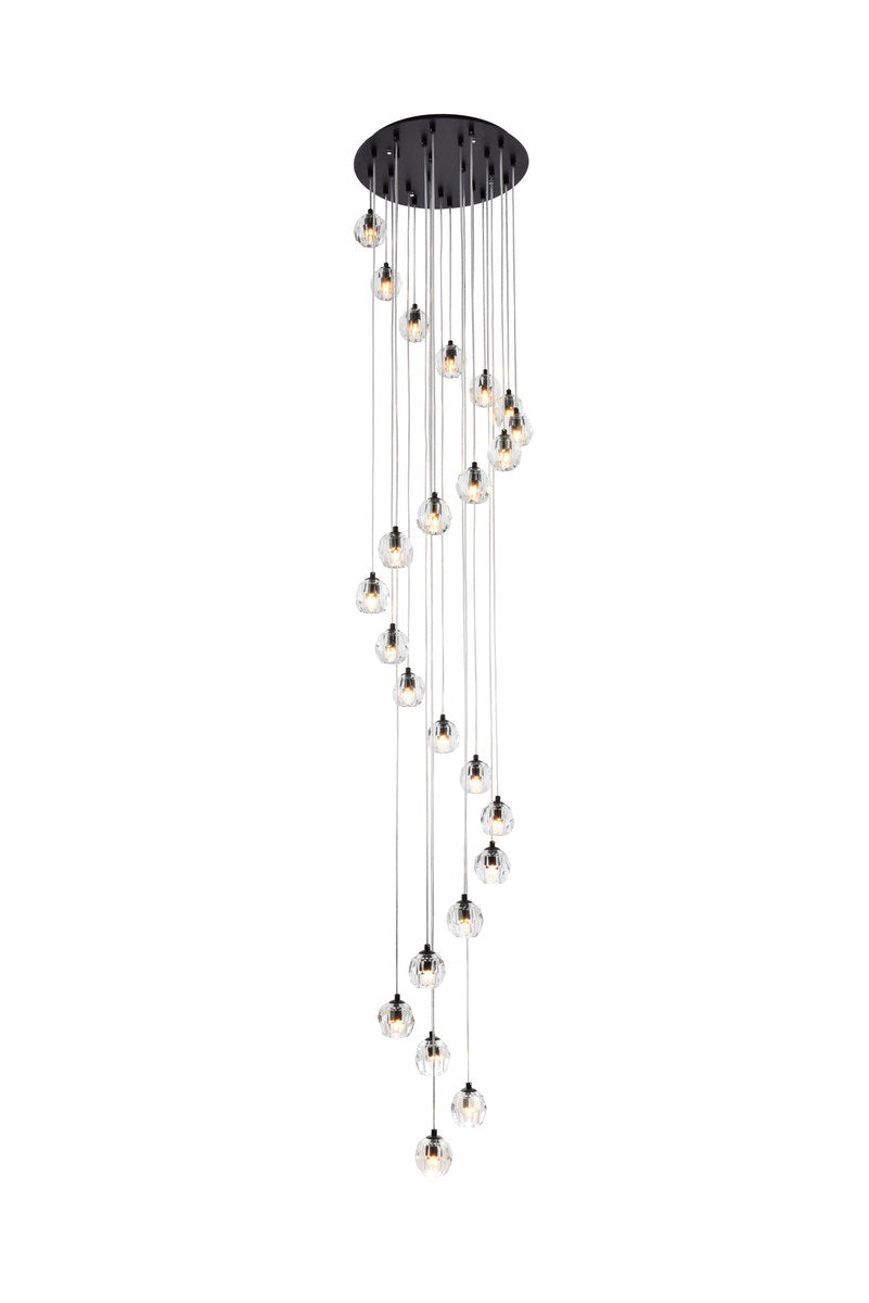 24 Lights Black Pendant by Elegant Lighting