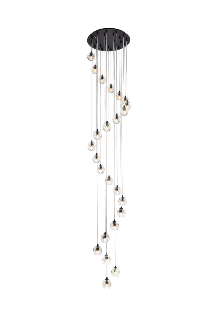 24 Lights Black Pendant by Elegant Lighting