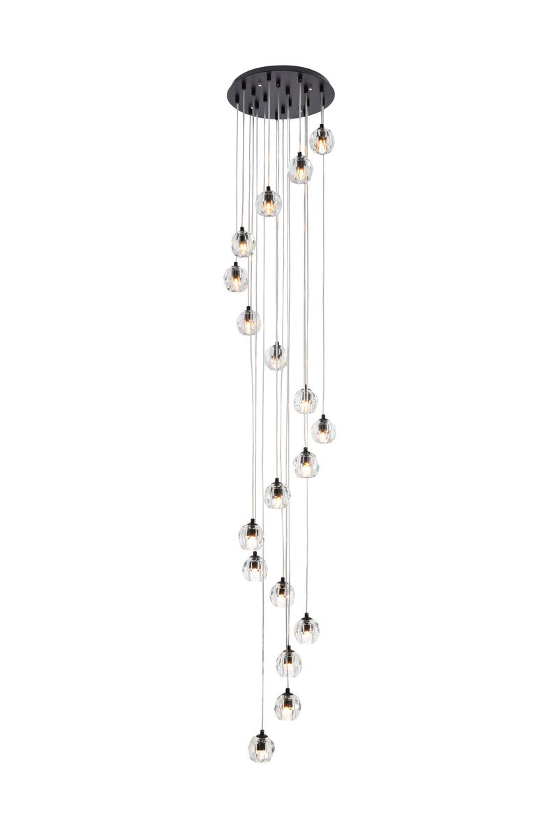 18 Lights Black Pendant by Elegant Lighting