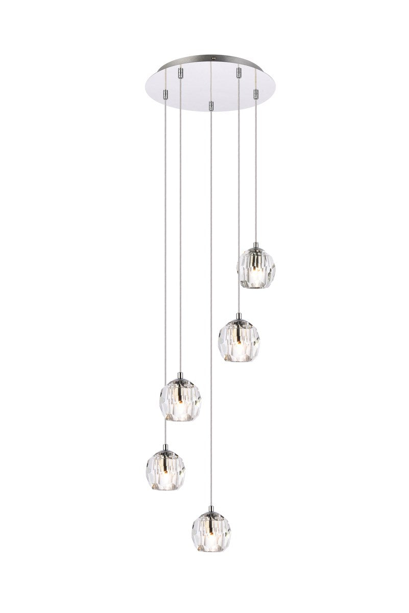 5 Lights Chrome Pendant by Elegant Lighting