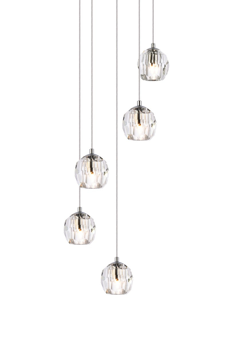 5 Lights Chrome Pendant