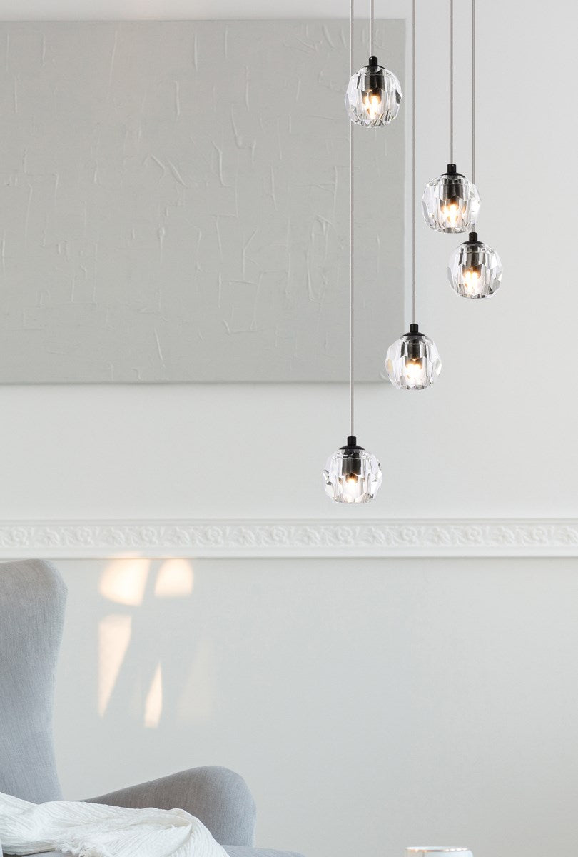 5 Lights Black Pendant