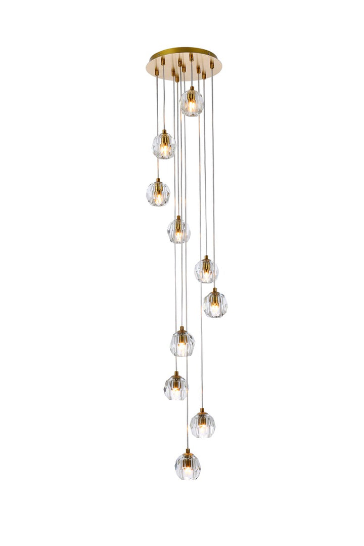 10 Lights Gold Pendant by Elegant Lighting