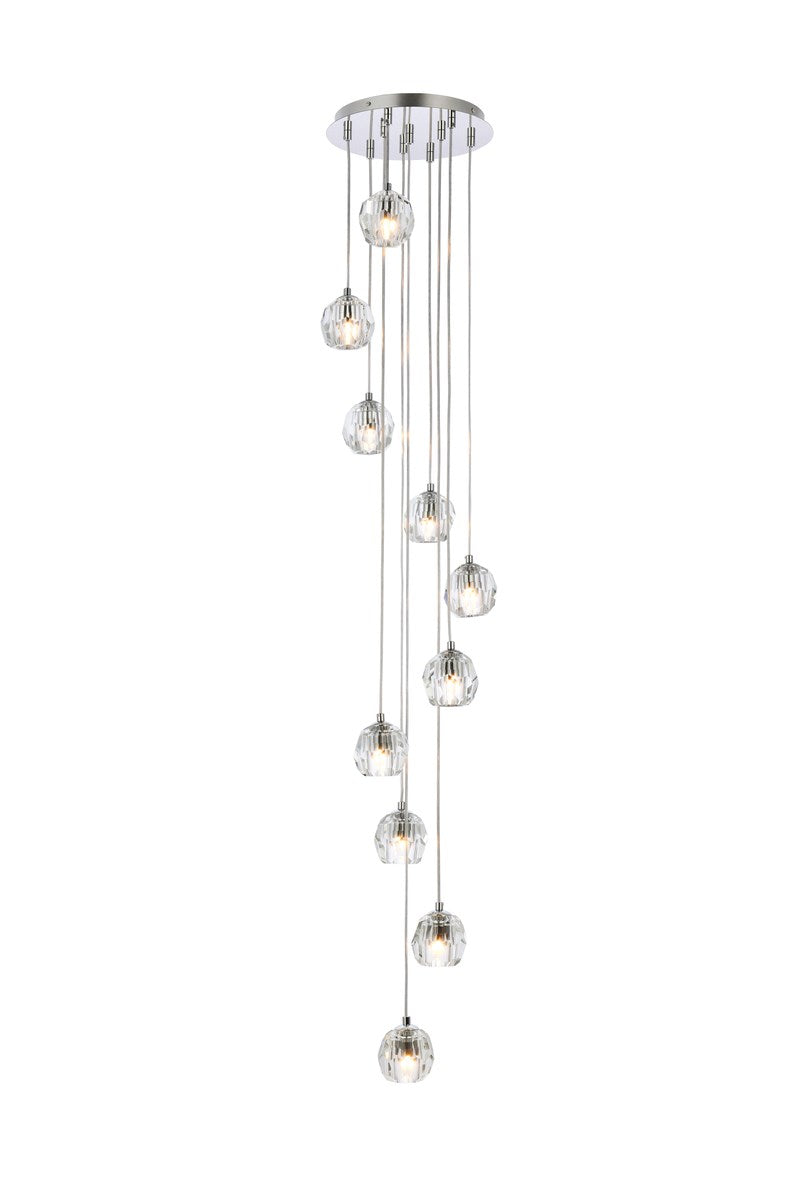 10 Lights Chrome Pendant by Elegant Lighting