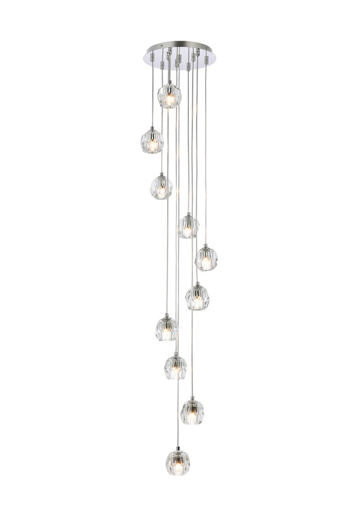 10 Lights Chrome Pendant by Elegant Lighting