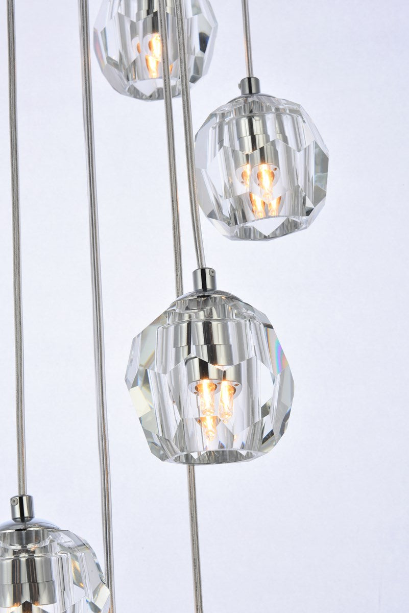10 Lights Chrome Pendant