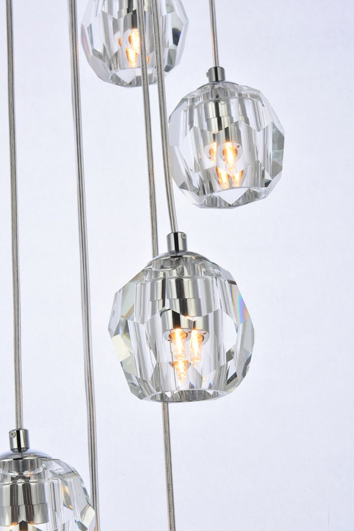 10 Lights Chrome Pendant