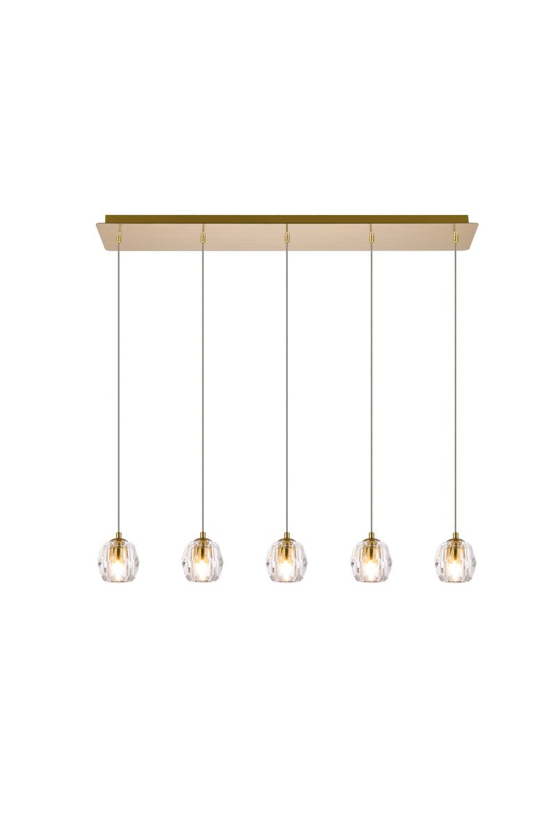 5 Lights Gold Pendant by Elegant Lighting