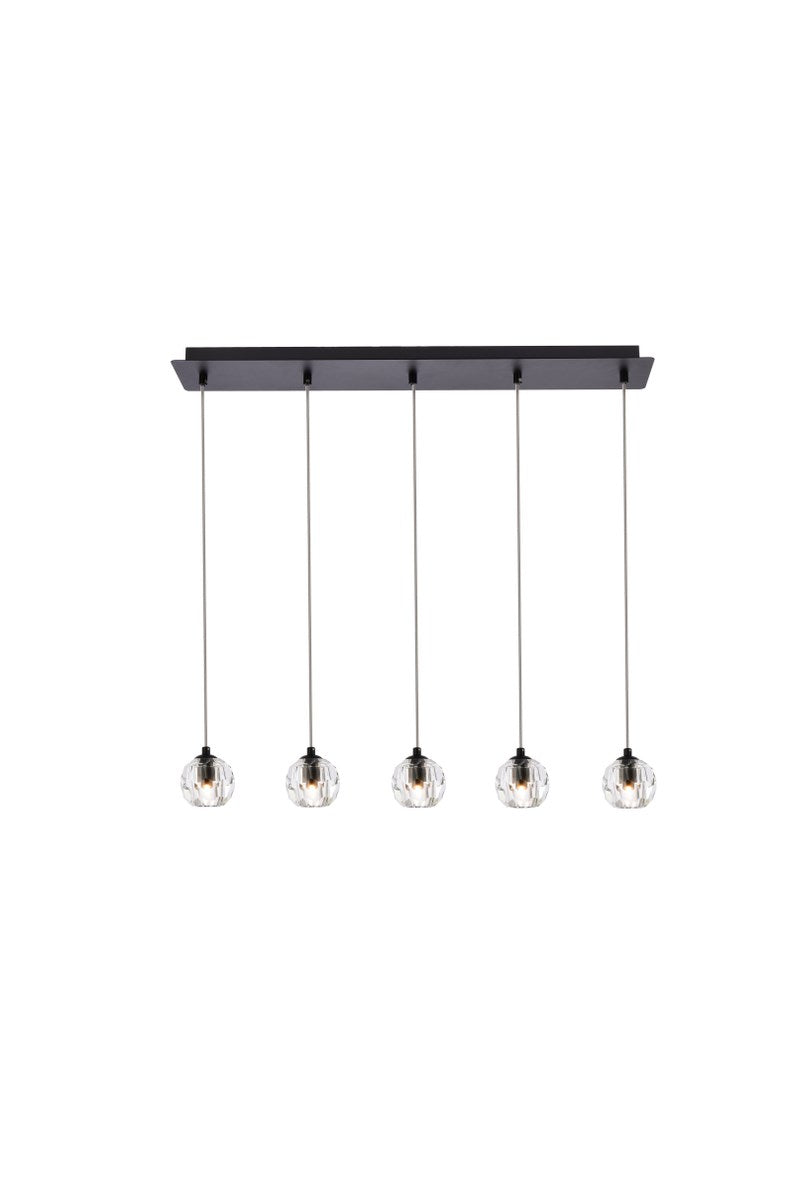 5 Lights Black Pendant by Elegant Lighting