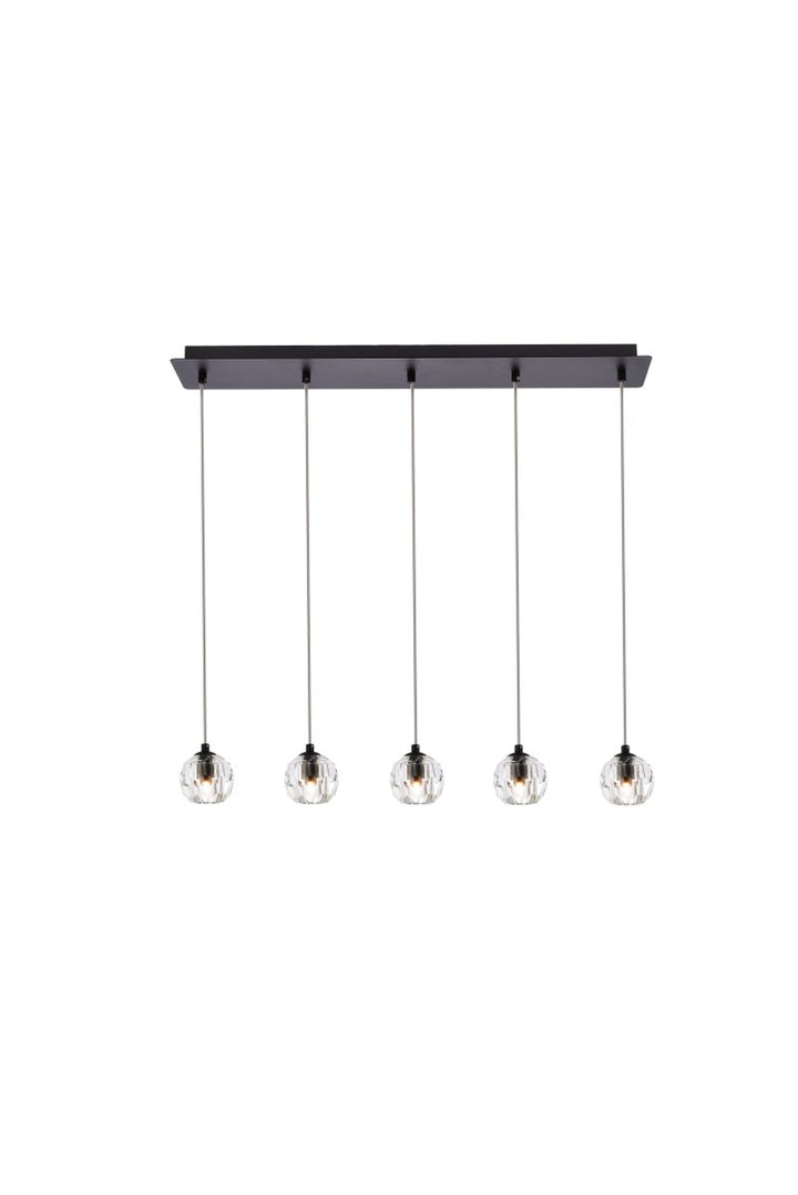 5 Lights Black Pendant by Elegant Lighting