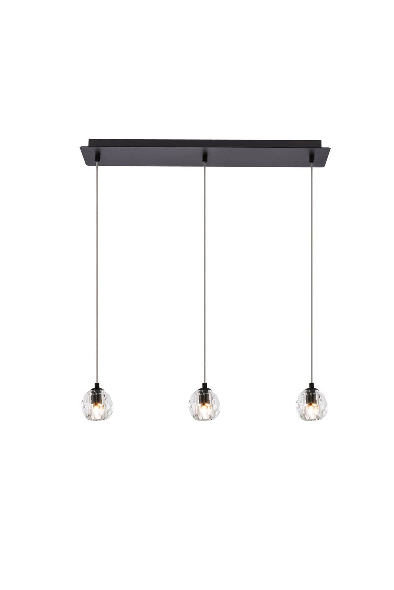 3 Lights Black Pendant by Elegant Lighting