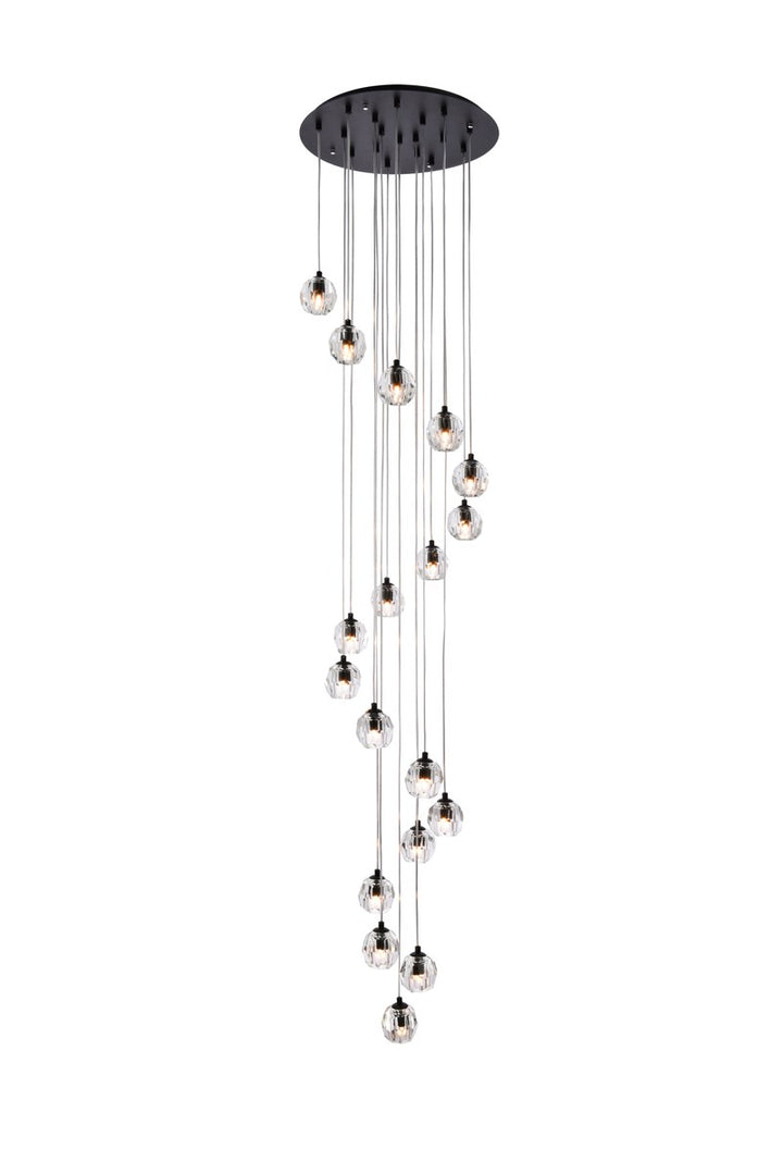18 Lights Black Pendant by Elegant Lighting