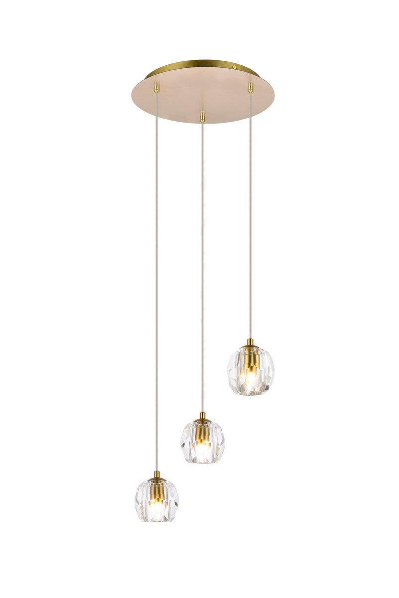 3 Lights Gold Pendant by Elegant Lighting