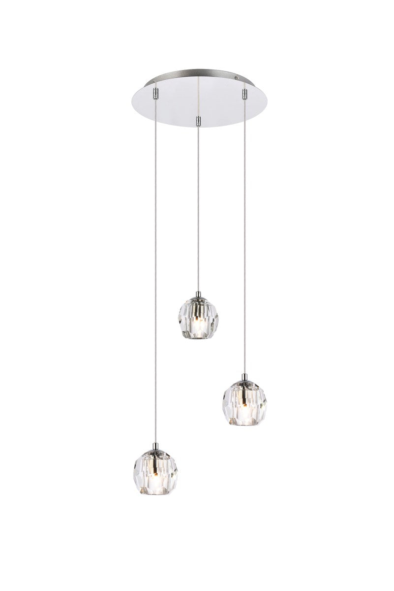 3 Lights Chrome Pendant by Elegant Lighting