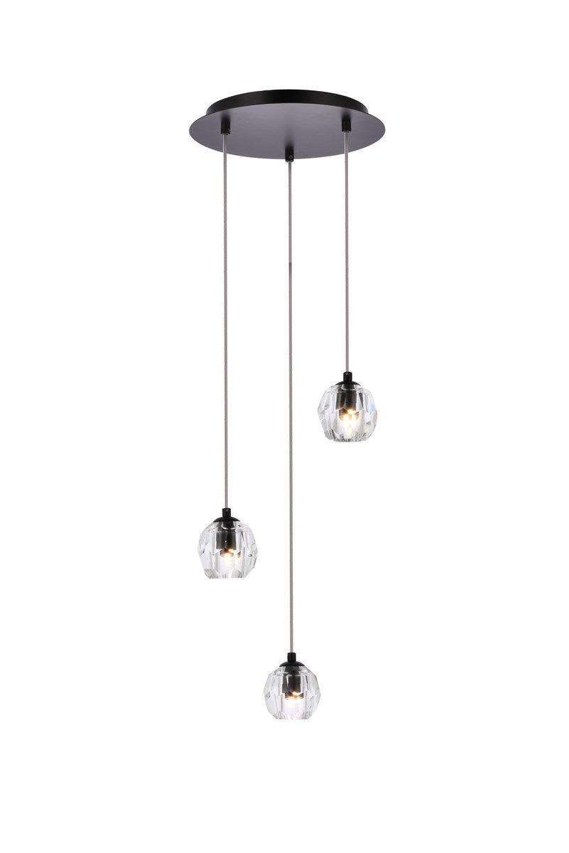 3 Lights Black Pendant by Elegant Lighting