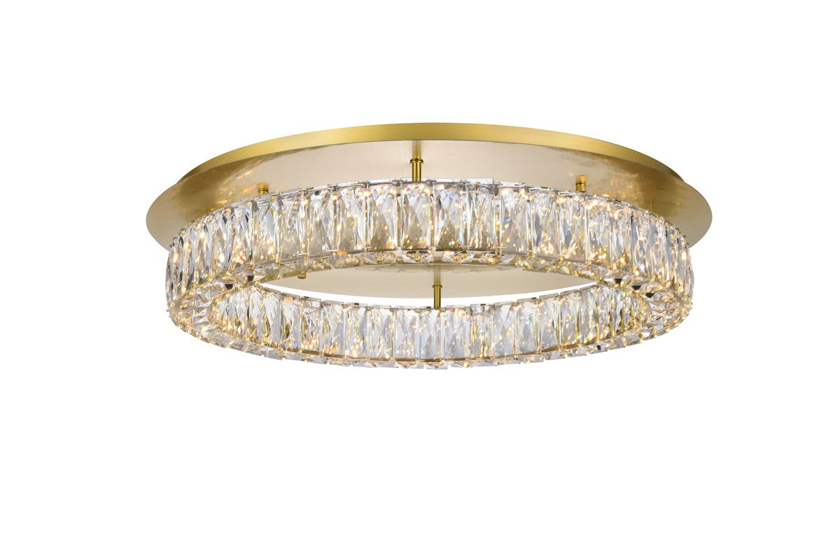Led Light Gold Flush Mount Clear Royal Cut Crystal by Elegant Lighting