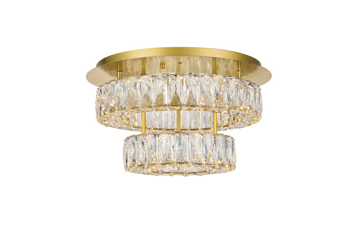 Led Light Gold Flush Mount Clear Royal Cut Crystal by Elegant Lighting