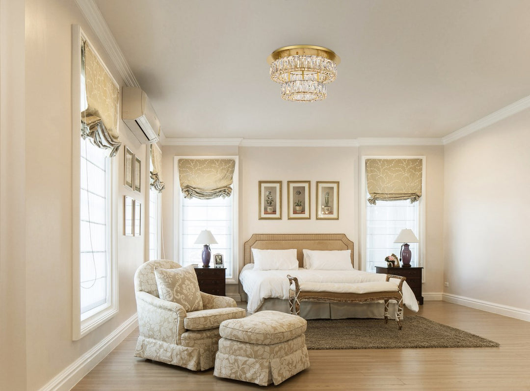 Led Light Gold Flush Mount Clear Royal Cut Crystal