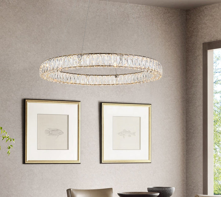 Integrated Led Chip Light Gold Chandelier Clear Royal Cut Crystal