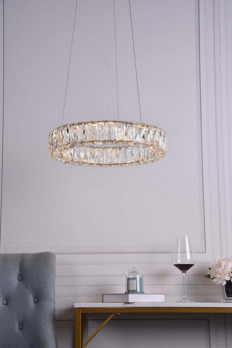 Integrated Led Chip Light Gold Pendant Clear Royal Cut Crystal