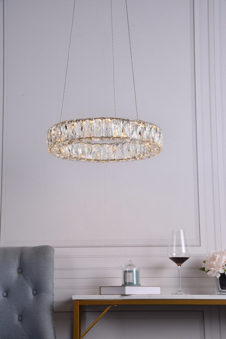Integrated Led Chip Light Gold Pendant Clear Royal Cut Crystal