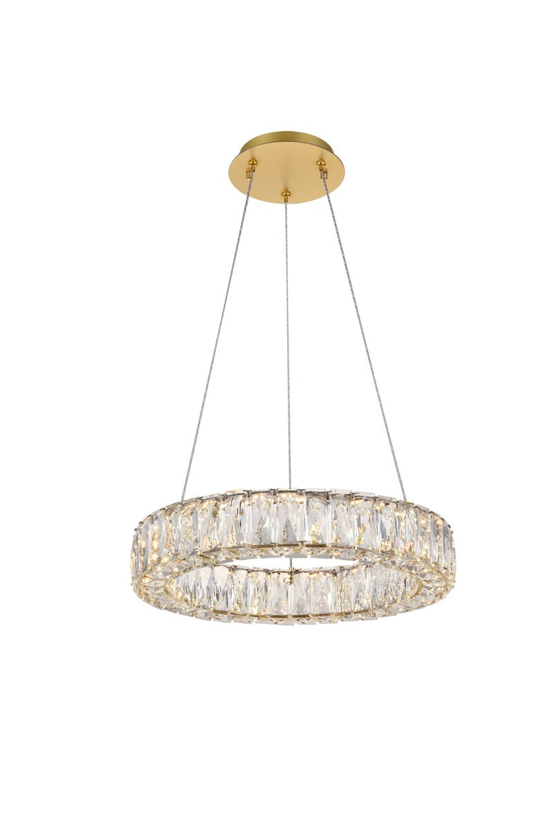 Integrated Led Chip Light Gold Pendant Clear Royal Cut Crystal