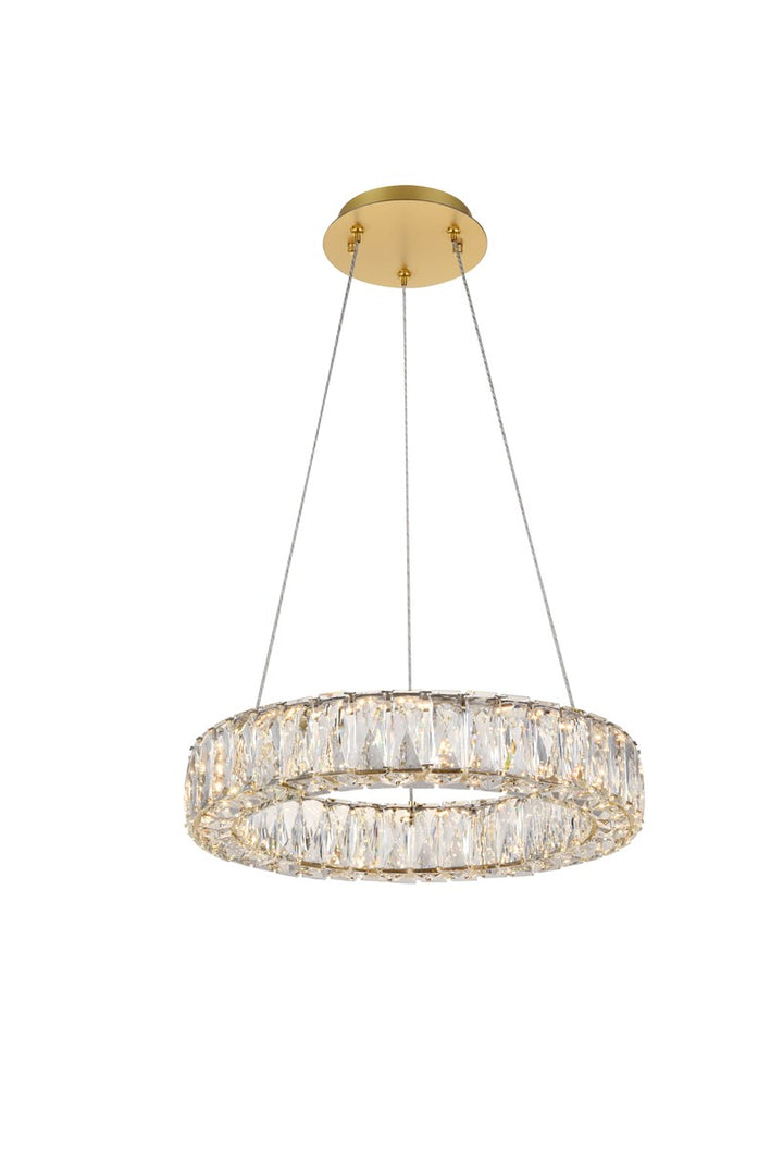 Integrated Led Chip Light Gold Pendant Clear Royal Cut Crystal