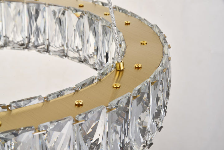 Integrated Led Chip Light Gold Pendant Clear Royal Cut Crystal