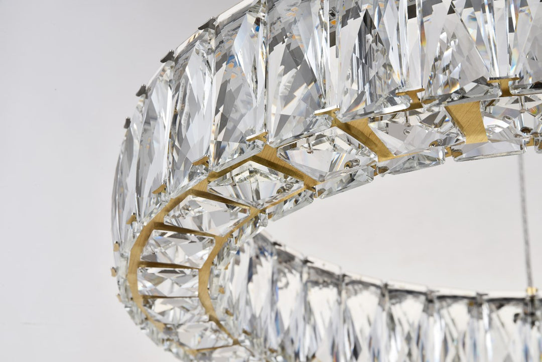 Integrated Led Chip Light Gold Pendant Clear Royal Cut Crystal