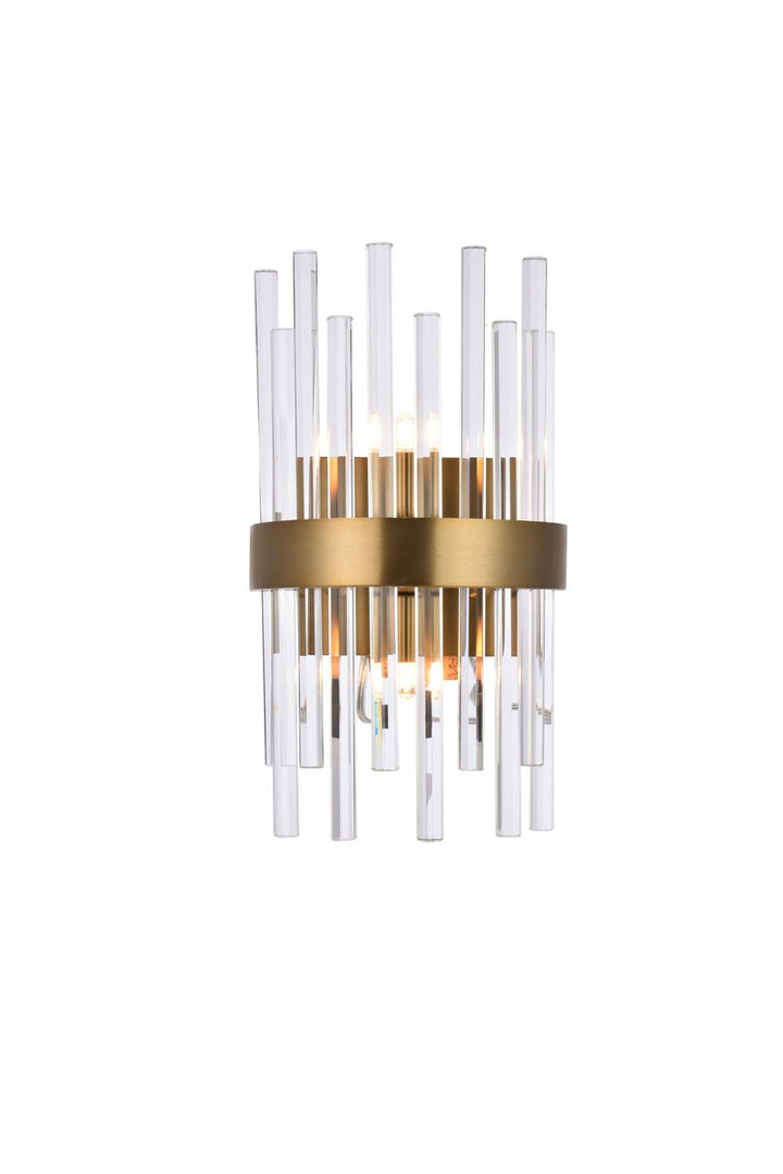 2 light Gold and Clear Wall Sconce Clear Royal Cut Crystal by Elegant Lighting