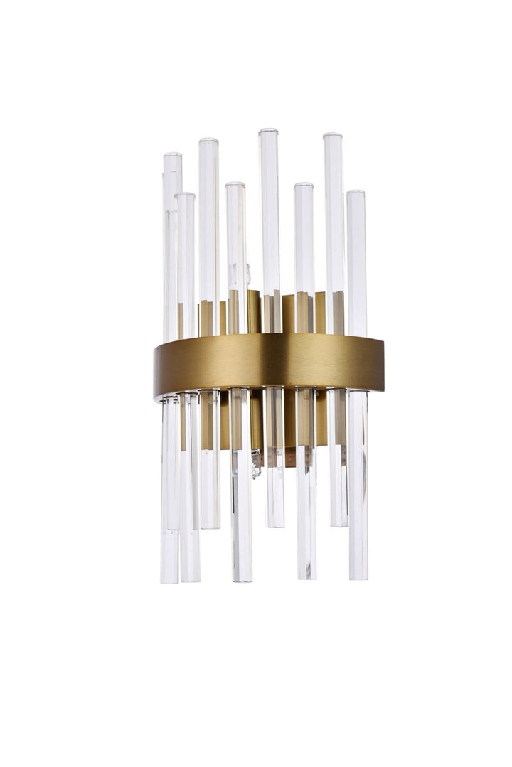 2 light Gold and Clear Wall Sconce Clear Royal Cut Crystal