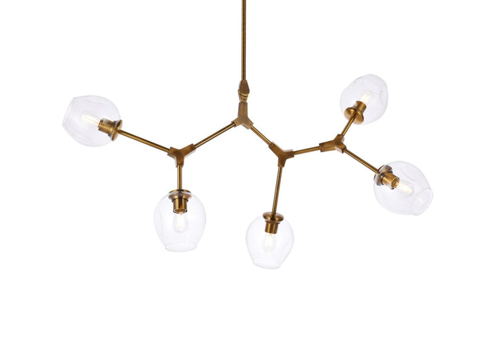 5 Lights Brass Chandelier