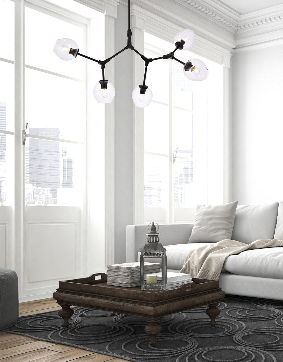 5 Lights Black Chandelier